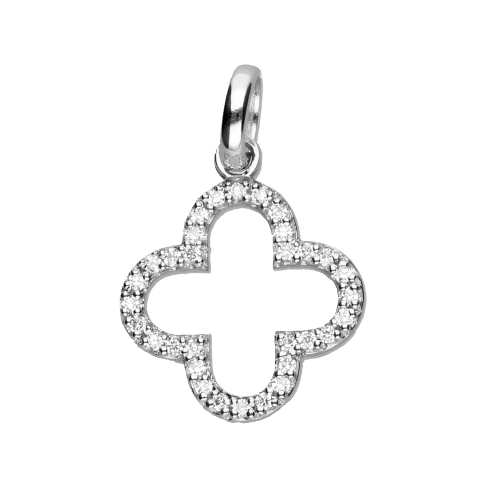 9k White Gold Diamond Clover Pendant (0.16ct)