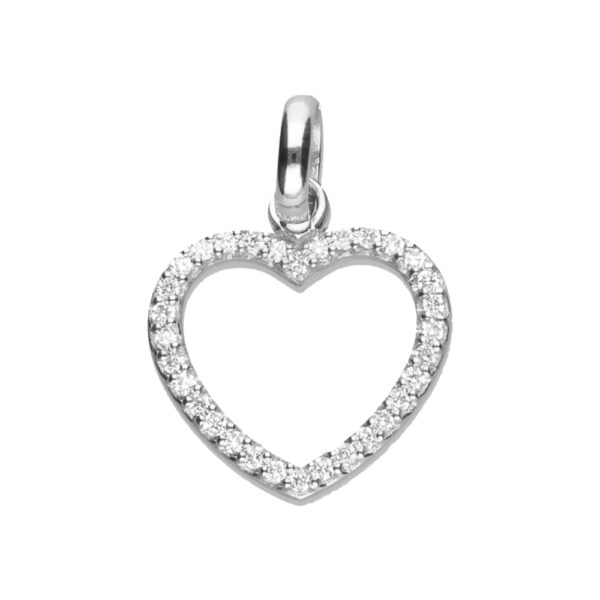 9k White Gold Diamond Heart Pendant (0.16ct)