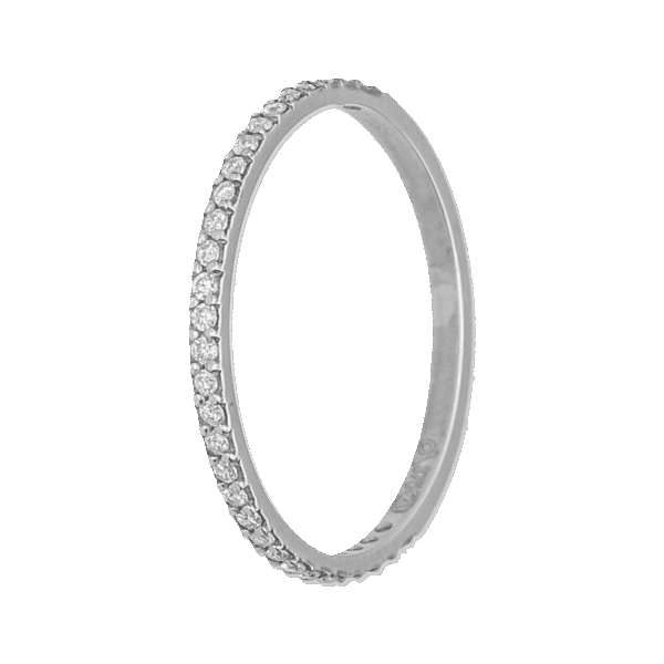 9k White Gold Micro Pave Diamond Straight Band