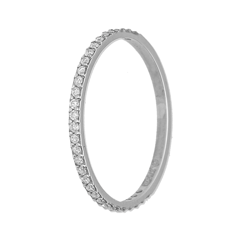 9k White Gold Micro Pave Diamond Straight Band