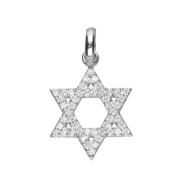 9k White Gold Star of David Diamond Pendant (0.24ct)