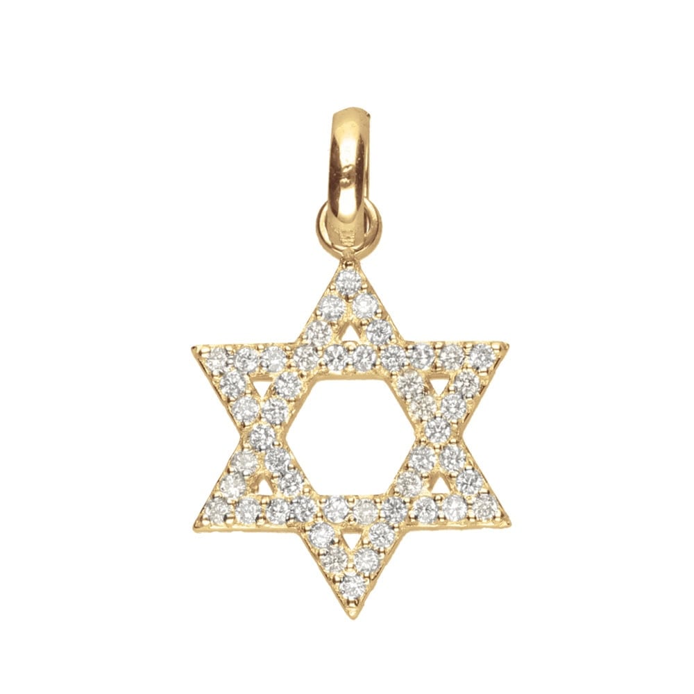 9k Yellow Gold Star of David Diamond Pendant (0.24ct)