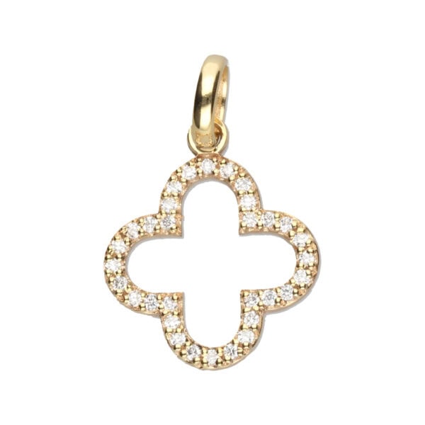 9k yellow Gold Lab Diamond Clover Pendant (0.16ct)