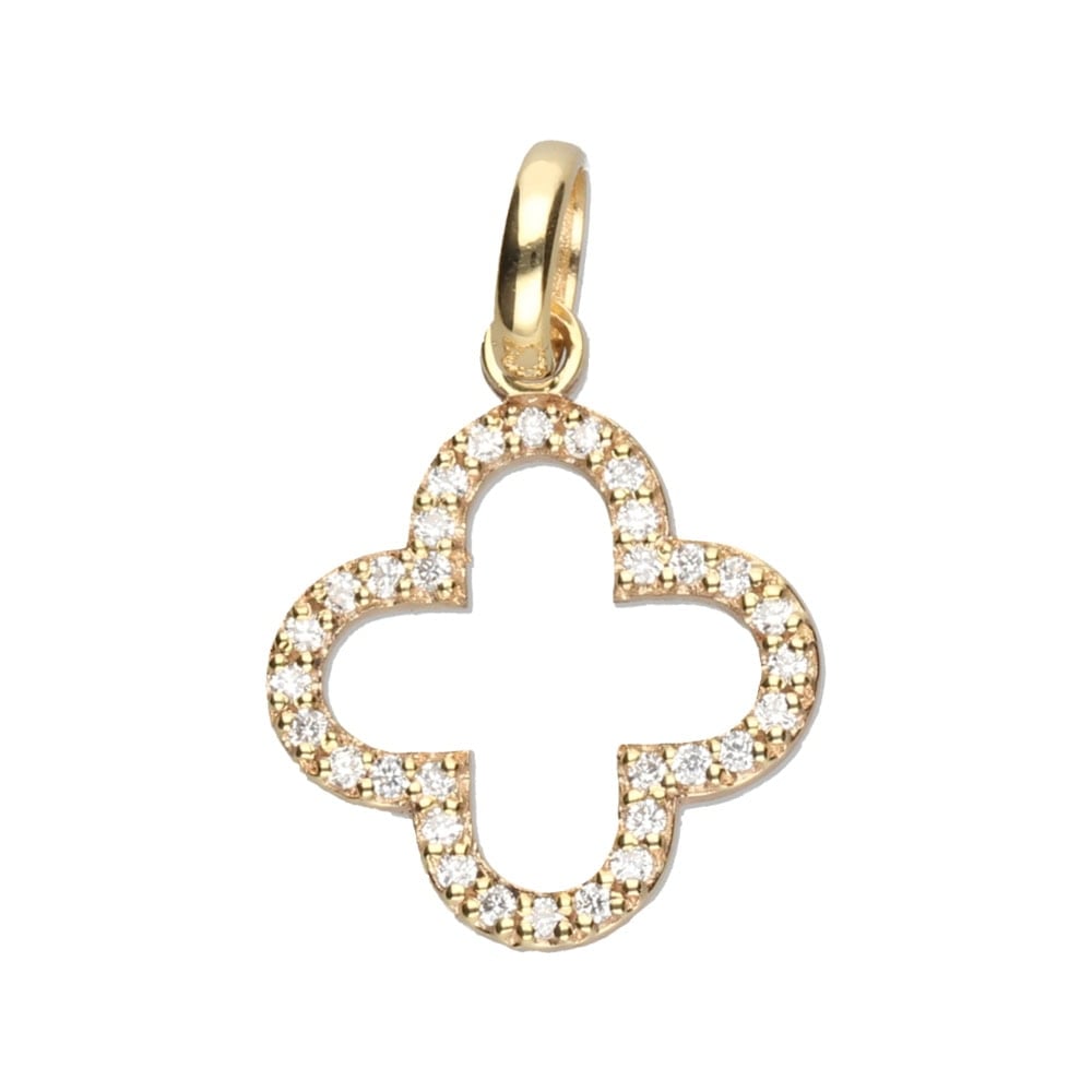9k Yellow Gold Diamond Clover Pendant (0.16ct)