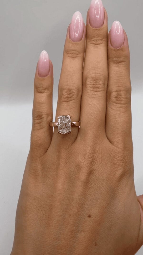Double Claw Radiant Cut Engagement Ring