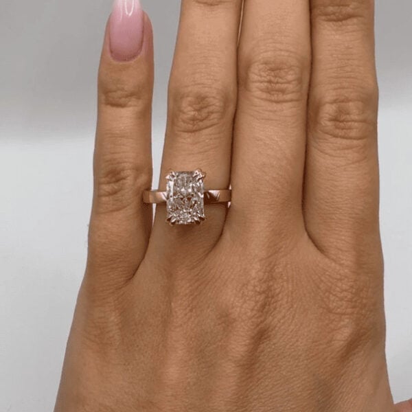Double Claw Radiant Cut Engagement Ring
