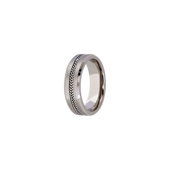 Titanium with Pattern Design Inlay Ring (7mm)
