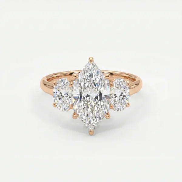 Dutch Marquise Cut Oval Trilogy Engagement Ring rose gold engagement-rings-south-africa