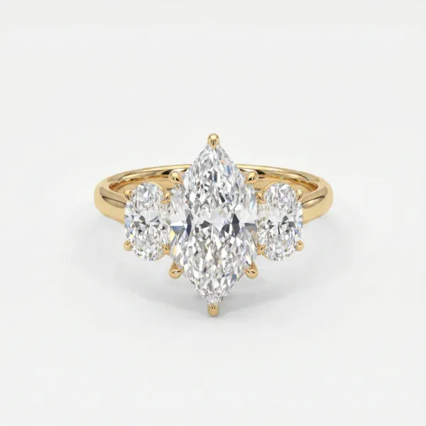 Dutch Marquise Oval Trilogy Engagement Ring | Moissanite or Lab Diamond - Image 2