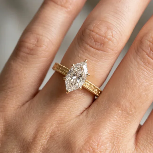 Engraved Band Marquise Engagement Ring moissanite-engagement-rings-south-africa