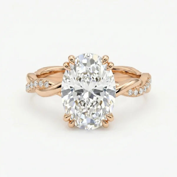 Oval Double Claw Twist band Engagement Ring rose gold engagement-rings-south-africa