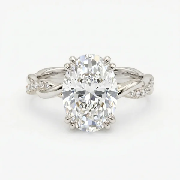 Oval Double Claw Twist band Engagement Ring white gold engagement-rings-south-africa moissanite-engagement-rings-south-africa