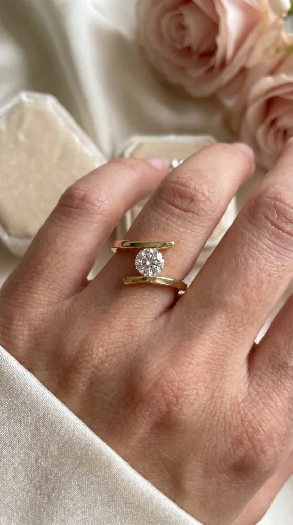 Solitaire Bypass Engagement Ring | Moissanite or Lab Diamond
