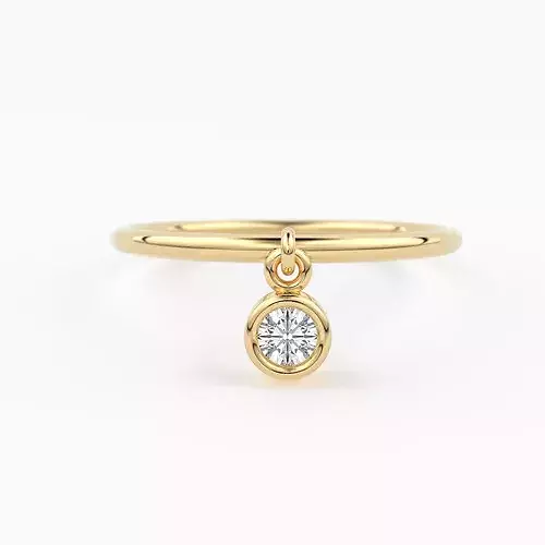 Bezel Charm Dangle Fashion Moissanite Promise Ring