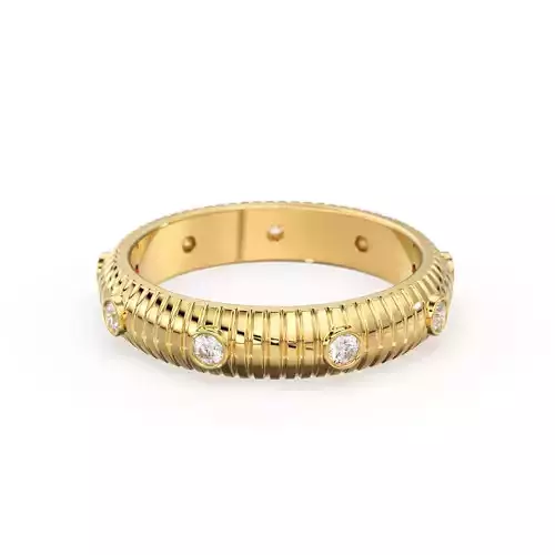 Bezel Solid Gold Moissanite Promise Ring