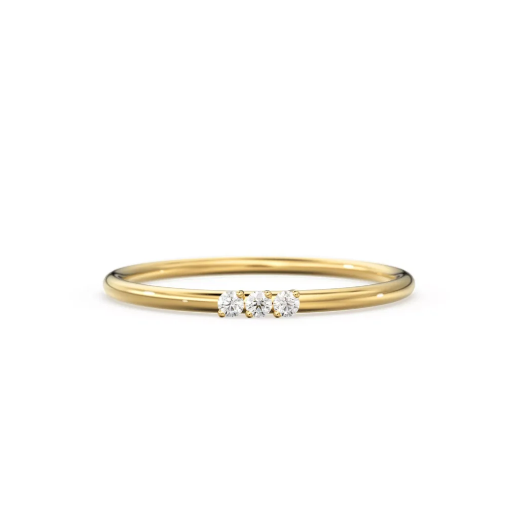 Three-Stone Round Prong Minimalist Moissanite Promise Ring